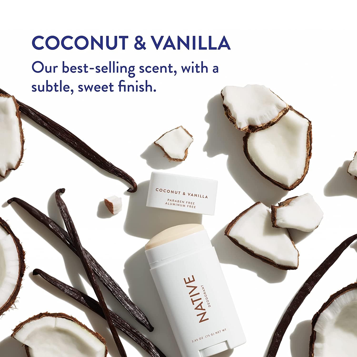 Native Deodorant | Natural Deodorant for Women and Men, Aluminum Free with Baking Soda, Probiotics, Coconut Oil and Shea Butter | Coconut &amp; Vanilla - Pack of 2