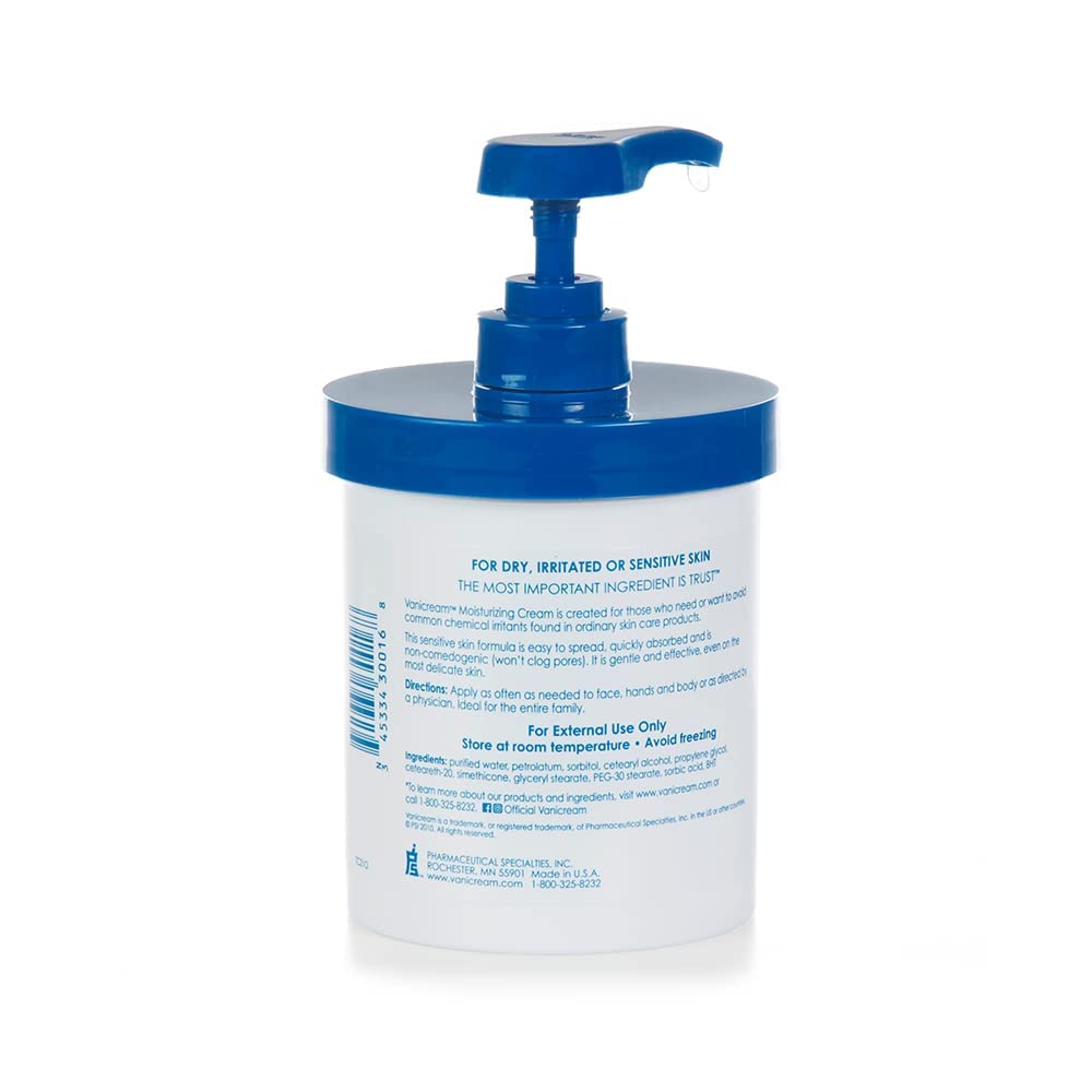 Vanicream Moisturizing Skin Cream with Pump Dispenser - 16 fl oz (1 lb) - Moisturizer Formulated Without Common Irritants for Those with Sensitive Skin