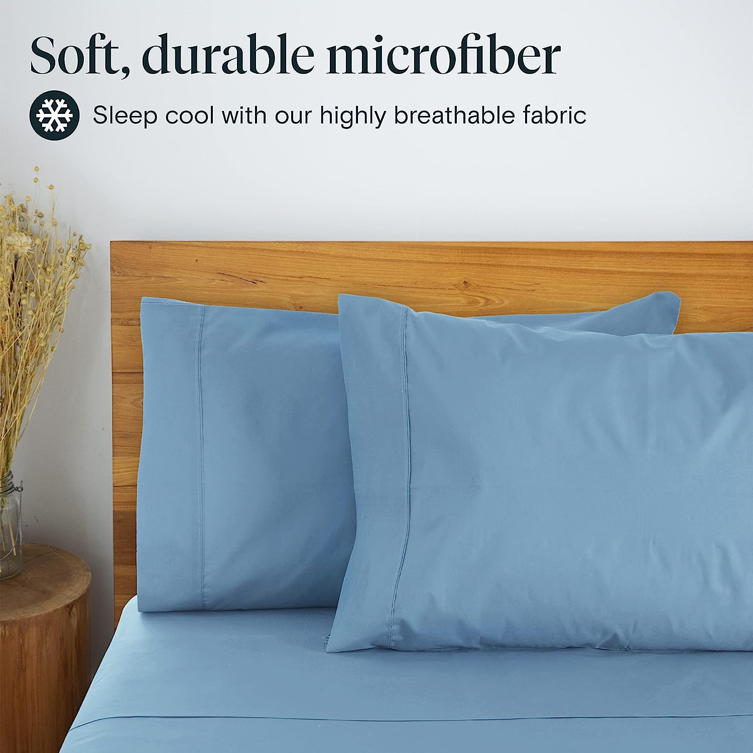 LuxClub 6 PC Queen Sheet Set Bamboo Sheets Deep Pockets 18" Eco Friendly Wrinkle Free Cooling Sheets Machine Washable Hotel Bedding Silky Soft - Light Blue Queen