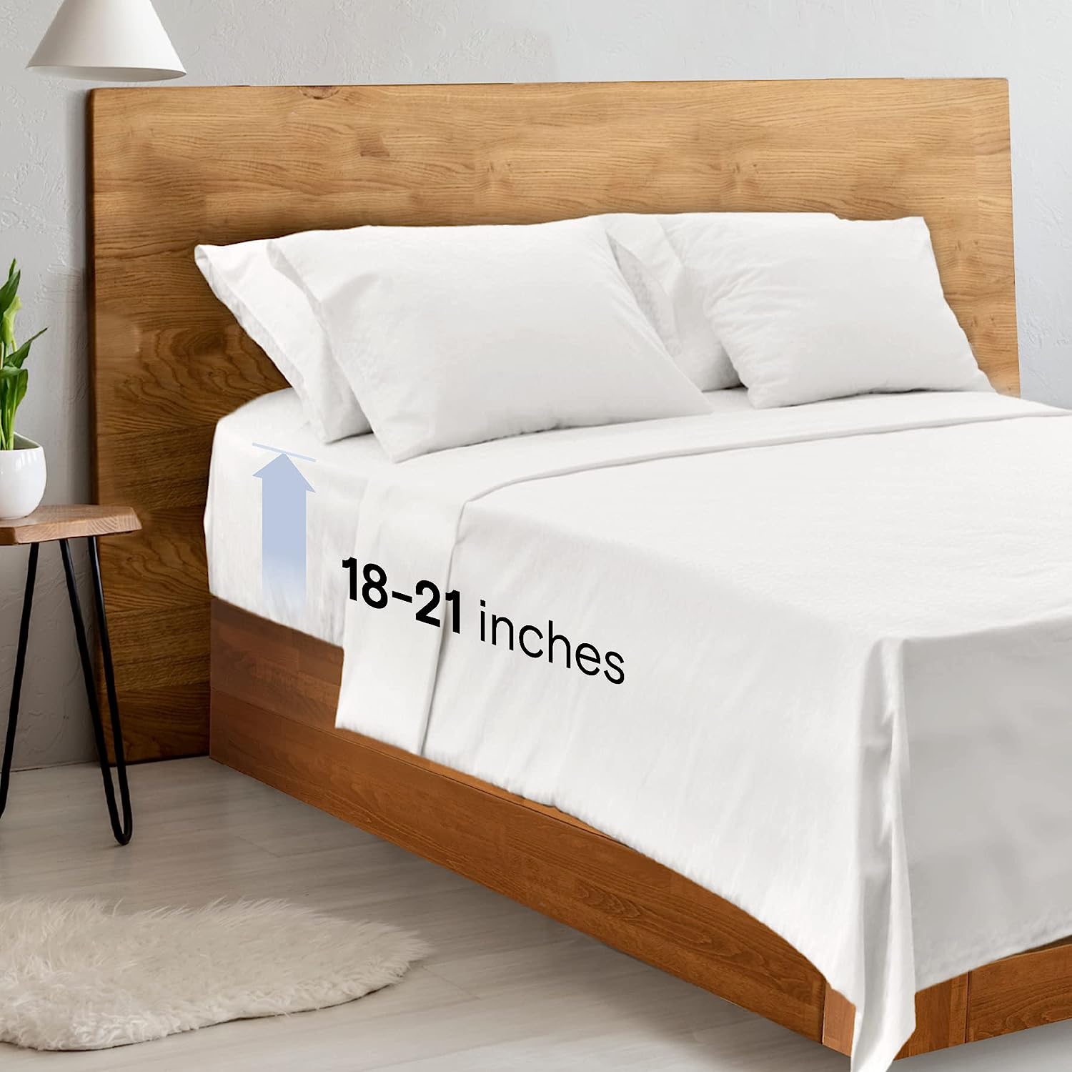 LuxClub 6 PC Extra Deep Pocket Cal King Sheets &amp; Pillowcases Set - Hotel Bedding Silky Soft Eco Friendly Wrinkle Free Ultra Soft Cooling Bed Sheet Set deep Pocket up to 21" (Cali King, White)