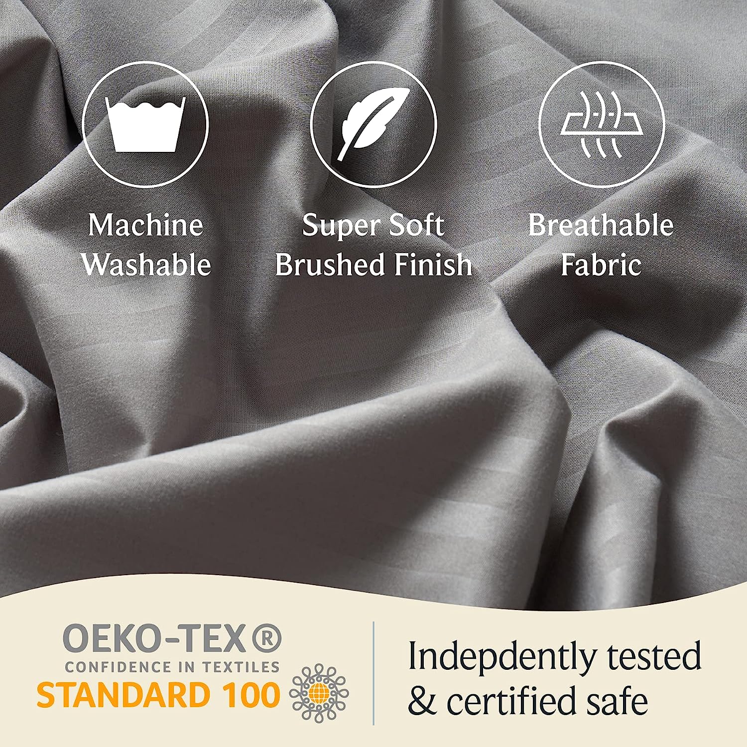 LuxClub Striped Sheets Set, 4 PC Striped Bed Sheets Set Twin Size for Boys and Girls, Deep Pockets 18" Eco Friendly Wrinkle Free Kids Fitted Sheets Machine Washable Hotel Bedding (Twin XL, Light Grey)