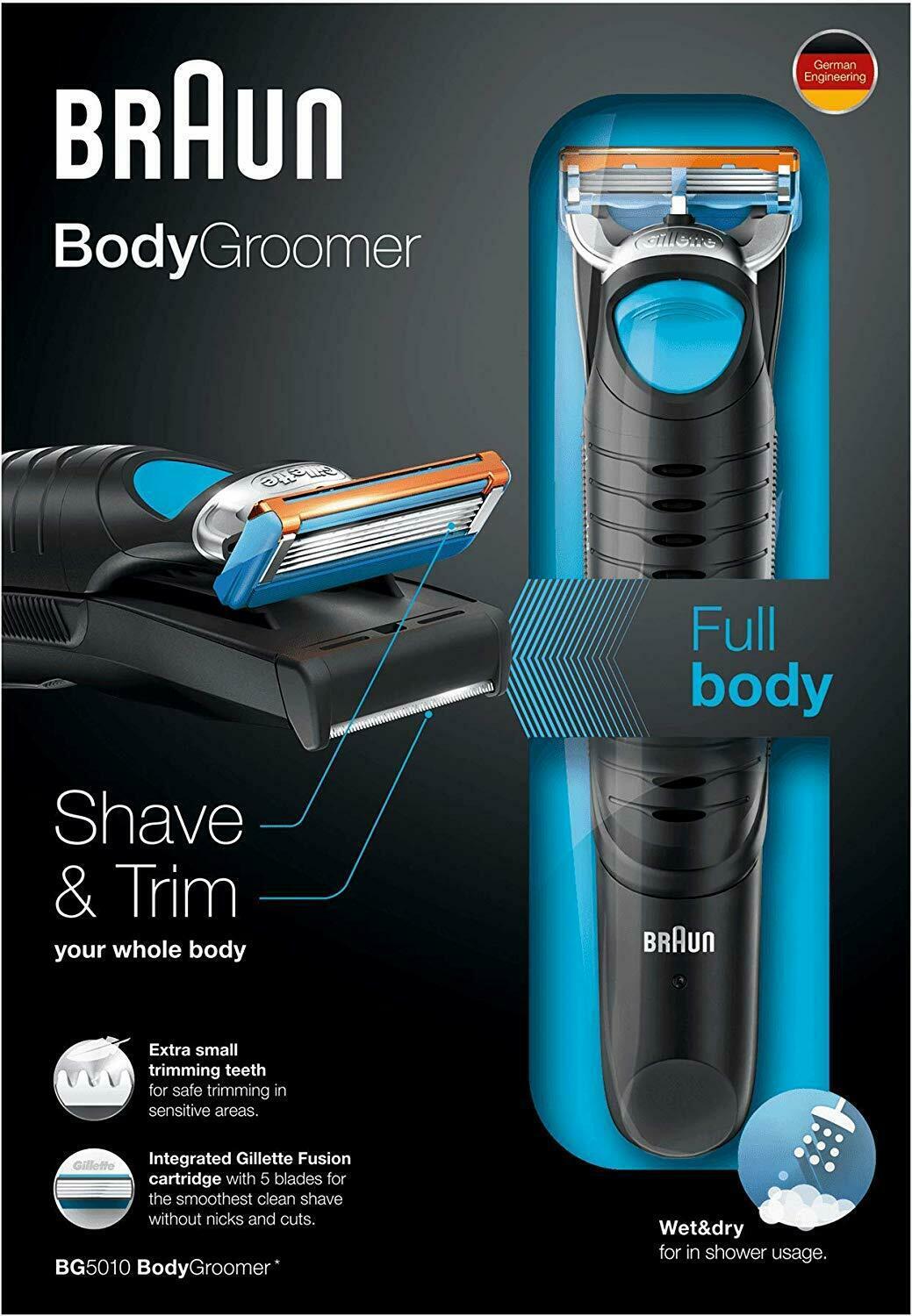 Branded Braun BG5010 Wet/Dry Body Groomer for Men (Black) Postage