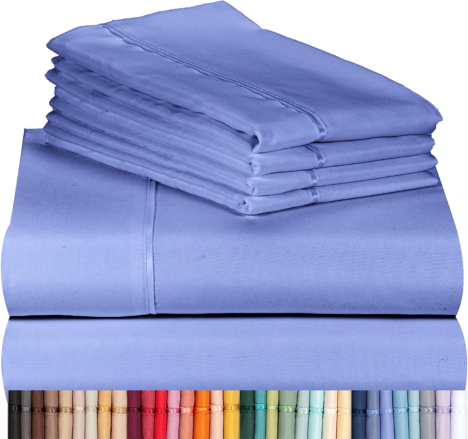 LuxClub Twin XL Sheets Set - Soft Twin Bed Sheets for Boys and Girls, 4 PC Deep Pockets 18" Eco Friendly Wrinkle Free Kids Fitted Sheets Machine Washable Hotel Bedding Silky Soft - Violet Blue Twin XL