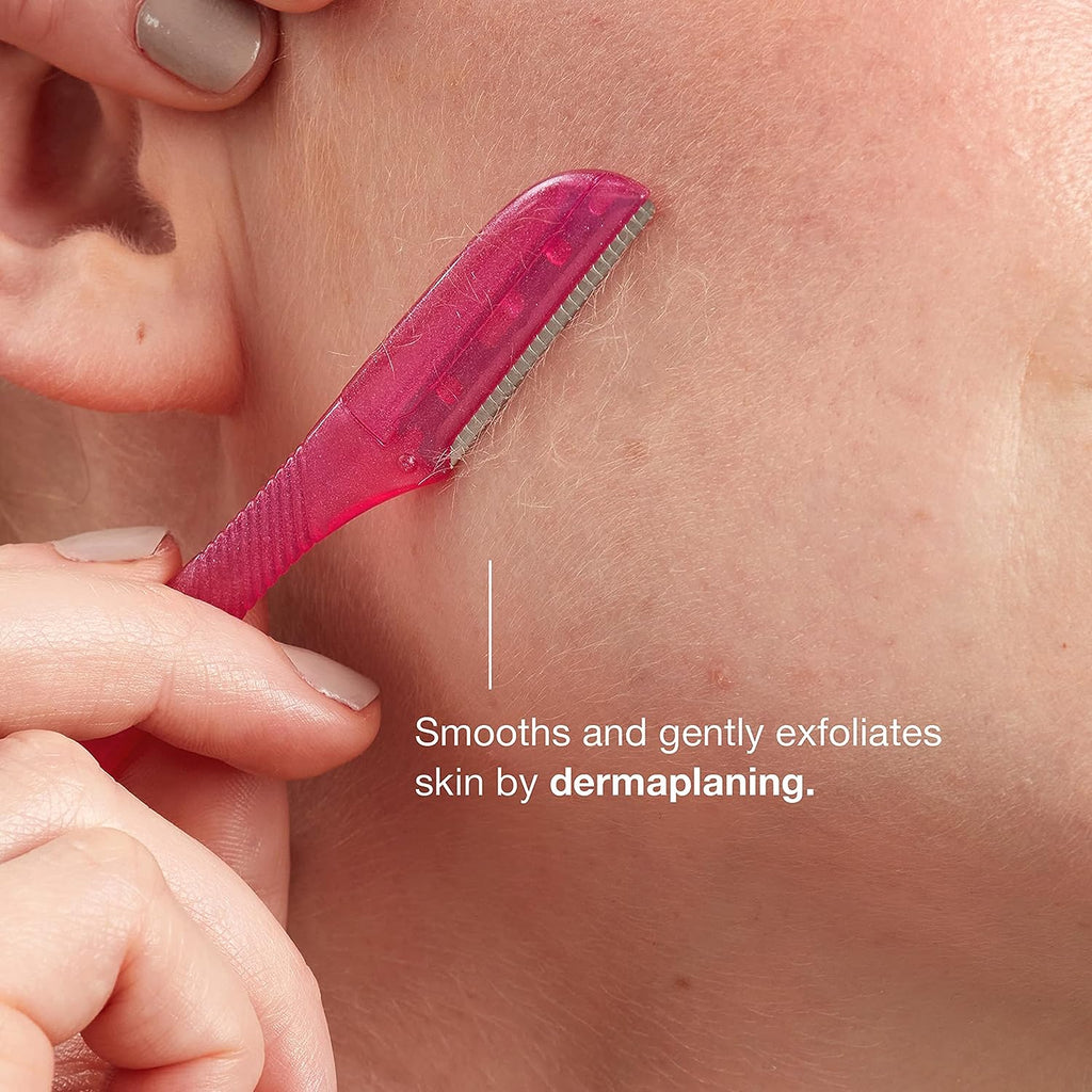Schick Hydro Silk Touch-Up Exfoliating Dermaplaning Tool, Face &amp; Eyebrow Razor with Precision Cover- 3 Count | Dermaplaning Razor For Women
