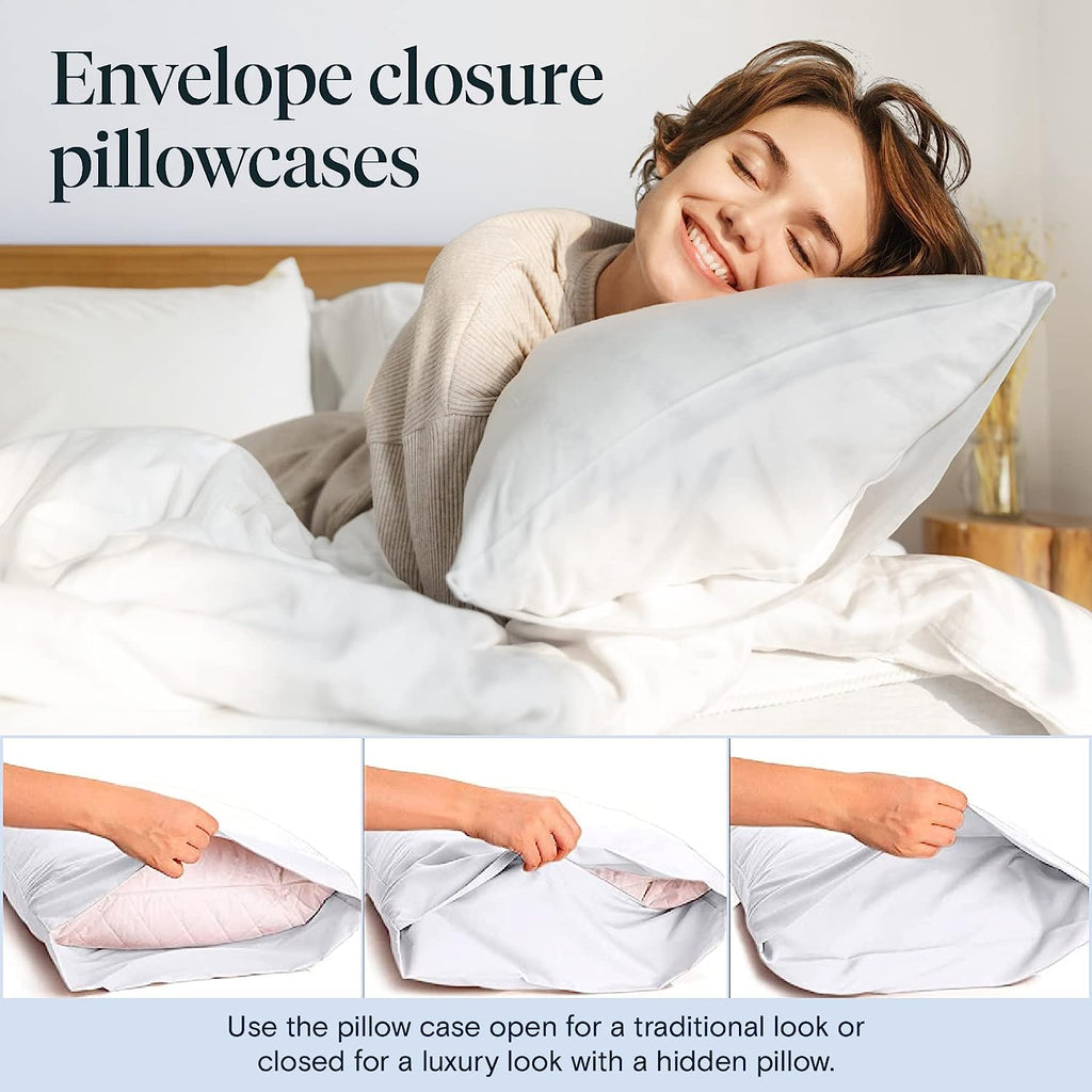 LuxClub 6 PC Full Size Sheet Set Bamboo Sheets Deep Pockets 18" Eco Friendly Wrinkle Free Cooling Sheets Machine Washable Hotel Bedding Silky Soft - White Full