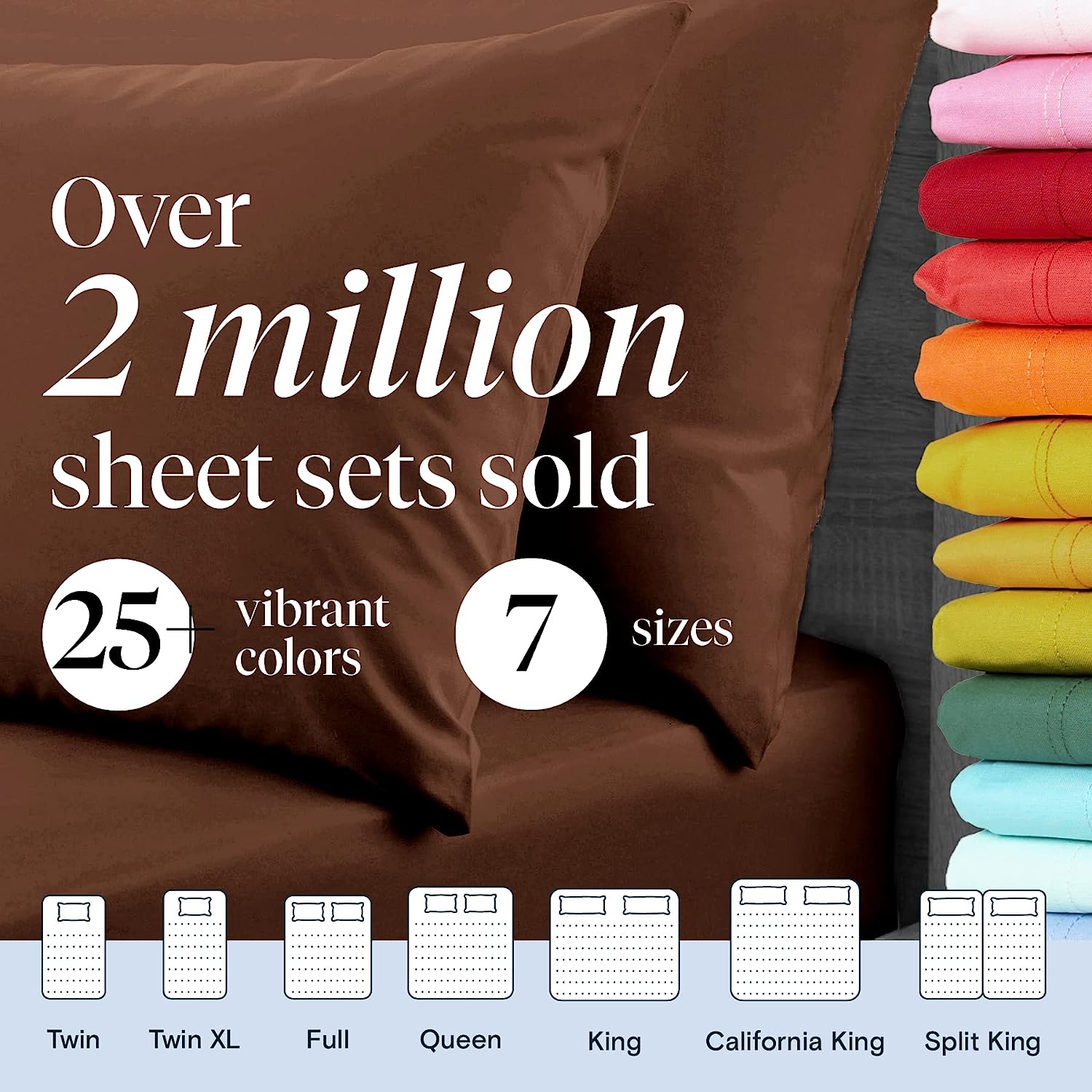 LuxClub 6 PC King Size Sheet Set Bamboo Sheets Deep Pockets 18" Eco Friendly Wrinkle Free Cooling Sheets Machine Washable Hotel Bedding Silky Soft - Brown King