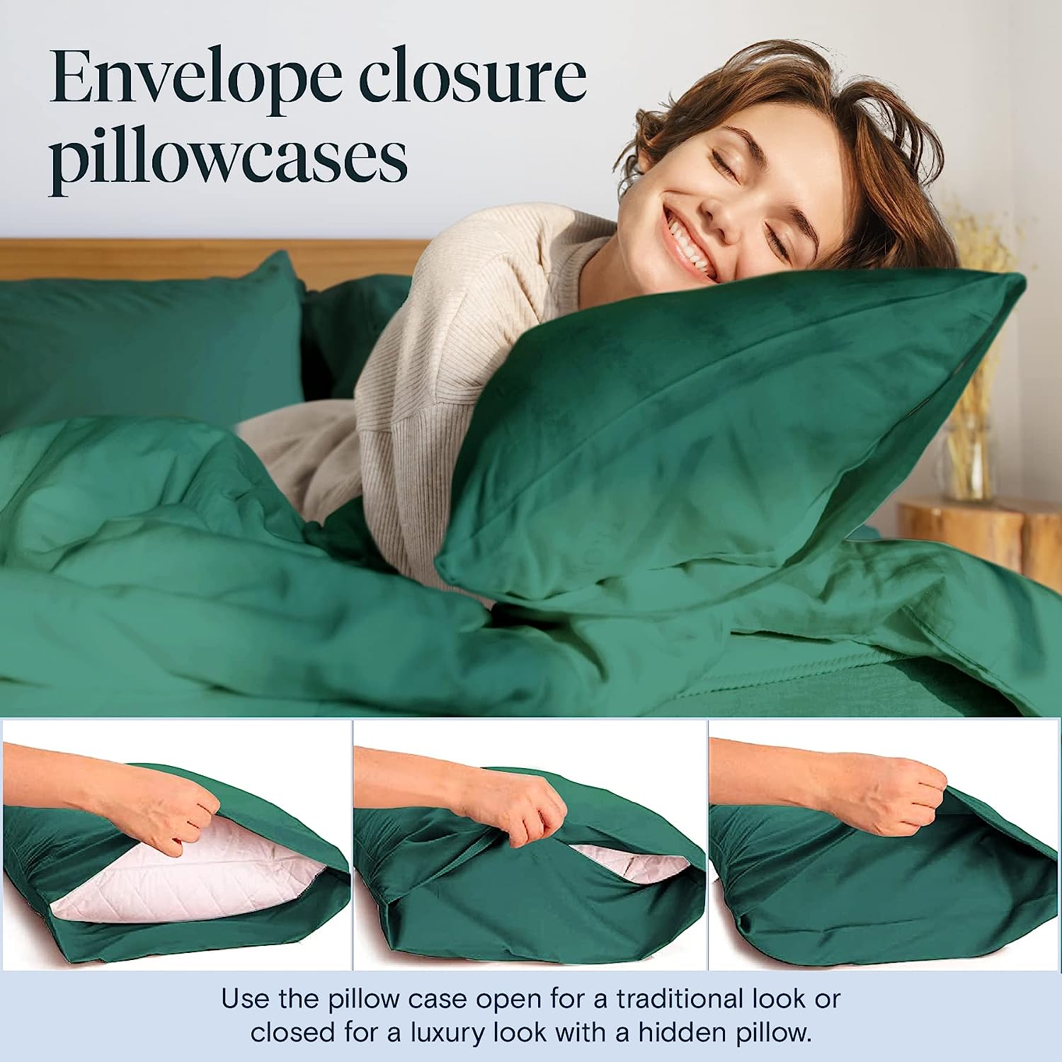 LuxClub 6 PC Queen Sheet Set Bamboo Sheets Deep Pockets 18" Eco Friendly Wrinkle Free Cooling Sheets Machine Washable Hotel Bedding Silky Soft - Emerald Queen