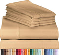 LuxClub 6 PC Queen Sheet Set Bamboo Sheets Deep Pockets 18" Eco Friendly Wrinkle Free Cooling Sheets Machine Washable Hotel Bedding Silky Soft - Mocha Queen