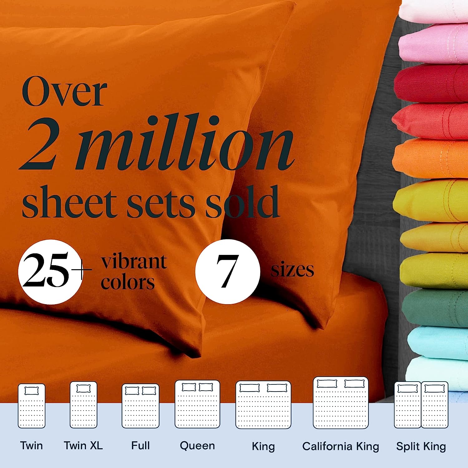 LuxClub 6 PC Full Size Sheet Set Bamboo Sheets Deep Pockets 18" Eco Friendly Wrinkle Free Cooling Sheets Machine Washable Hotel Bedding Silky Soft - Autumn Orange Full
