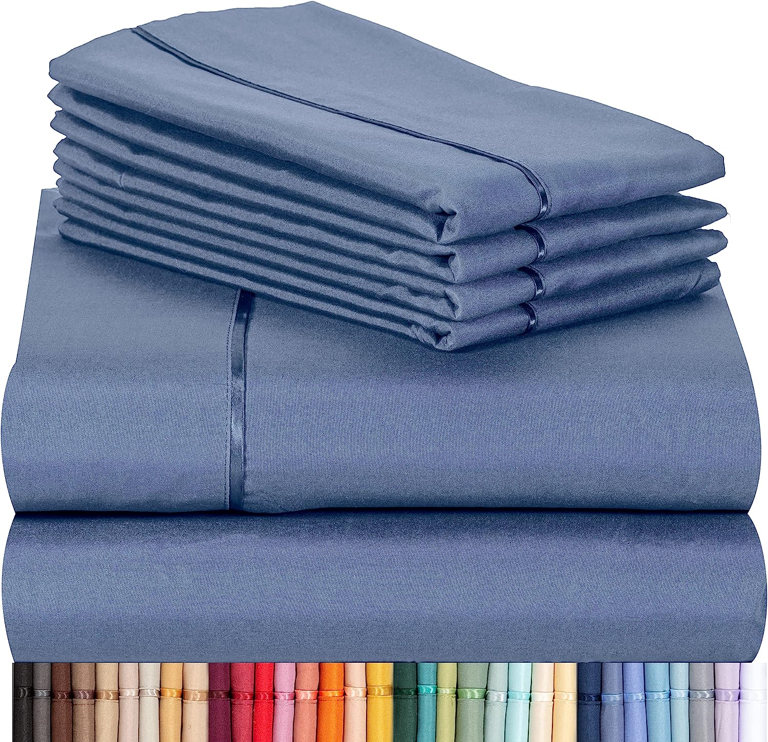 LuxClub 6 PC Full Size Sheet Set Bamboo Sheets Deep Pockets 18" Eco Friendly Wrinkle Free Cooling Sheets Machine Washable Hotel Bedding Silky Soft - Oxford Full