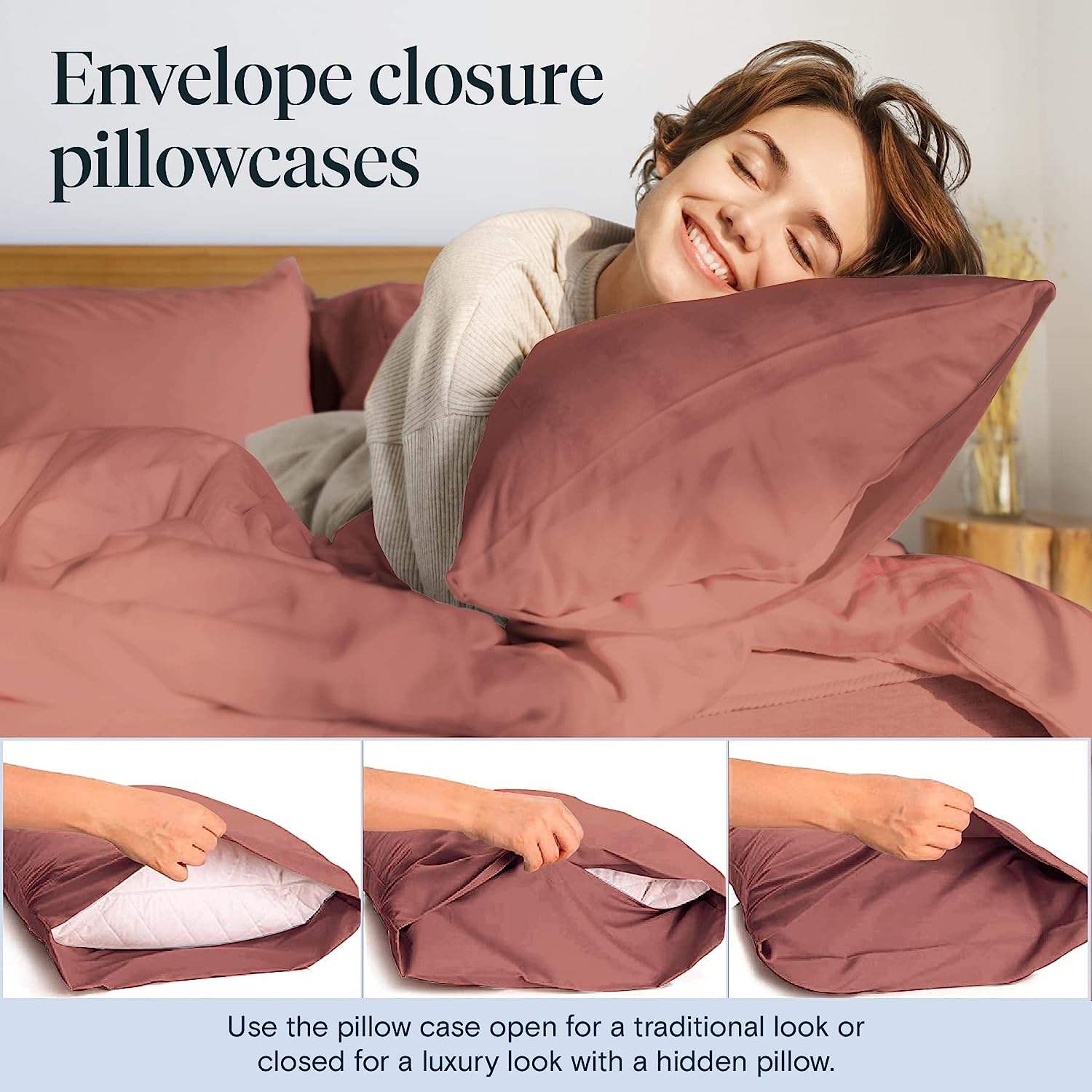 LuxClub 6 PC Queen Sheet Set Bamboo Sheets Deep Pockets 18" Eco Friendly Wrinkle Free Cooling Sheets Machine Washable Hotel Bedding Silky Soft - Salmon Pink Queen
