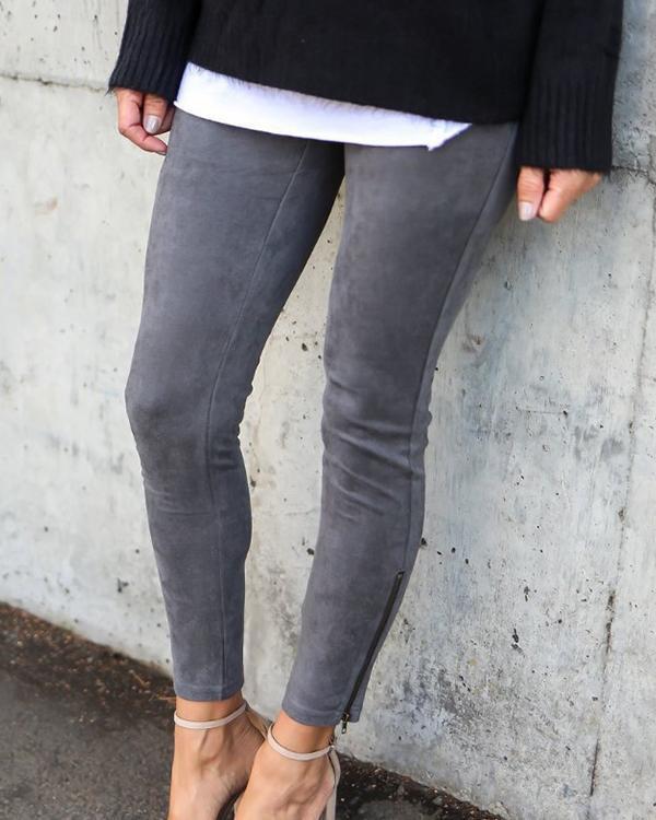 women solid color vintage skinny pants retro leggings