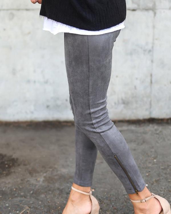 women solid color vintage skinny pants retro leggings