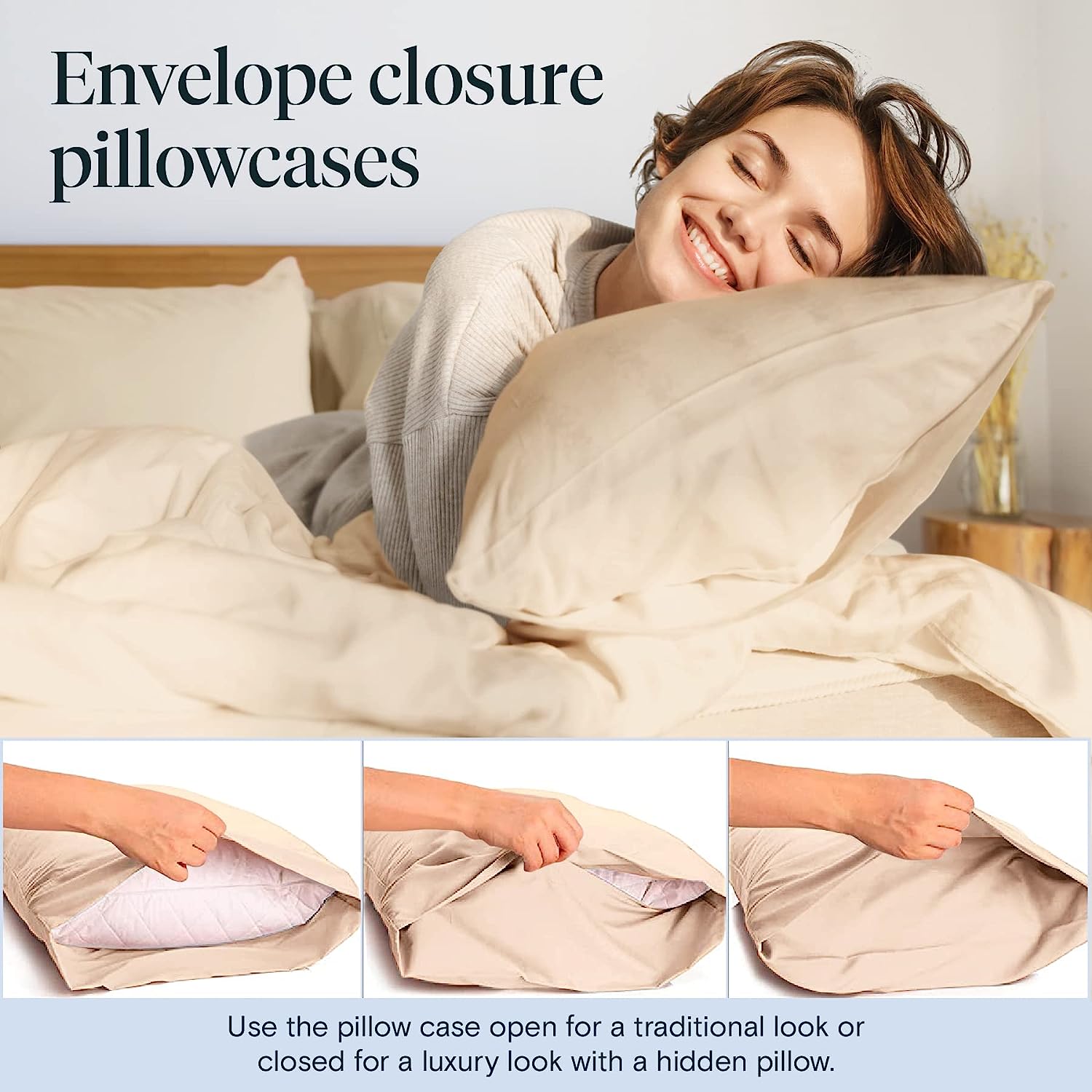 LuxClub 6 PC Queen Sheet Set Bamboo Sheets Deep Pockets 18" Eco Friendly Wrinkle Free Cooling Sheets Machine Washable Hotel Bedding Silky Soft - Cream Queen