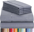LuxClub 6 PC Queen Sheet Set Bamboo Sheets Deep Pockets 18" Eco Friendly Wrinkle Free Cooling Sheets Machine Washable Hotel Bedding Silky Soft - Light Grey Queen
