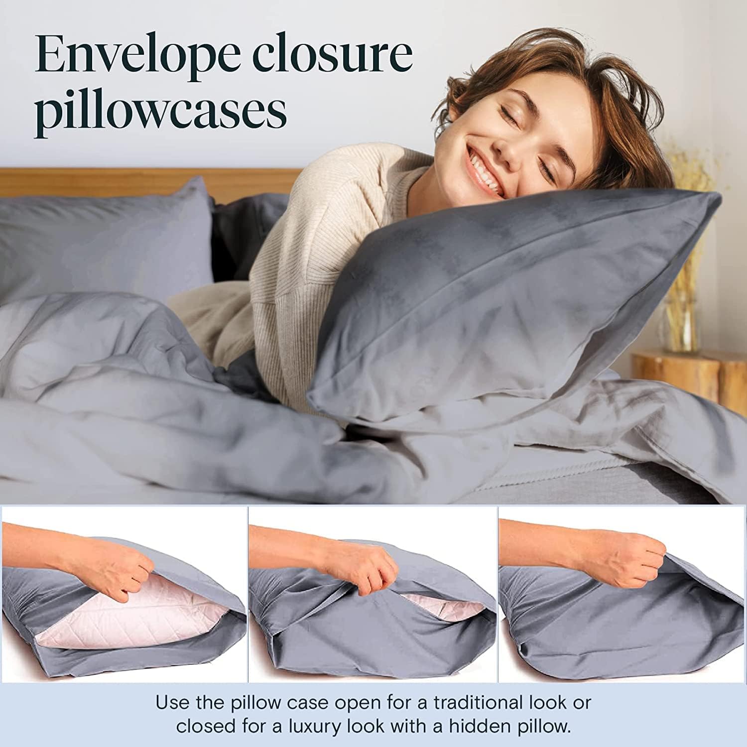 LuxClub 6 PC Extra Deep Pocket Cal King Sheets &amp; Pillowcases Set - Hotel Bedding Silky Soft Eco Friendly Wrinkle Free Ultra Soft Cooling Bed Sheet Set deep Pocket up to 21" (Cali King, Light Grey)