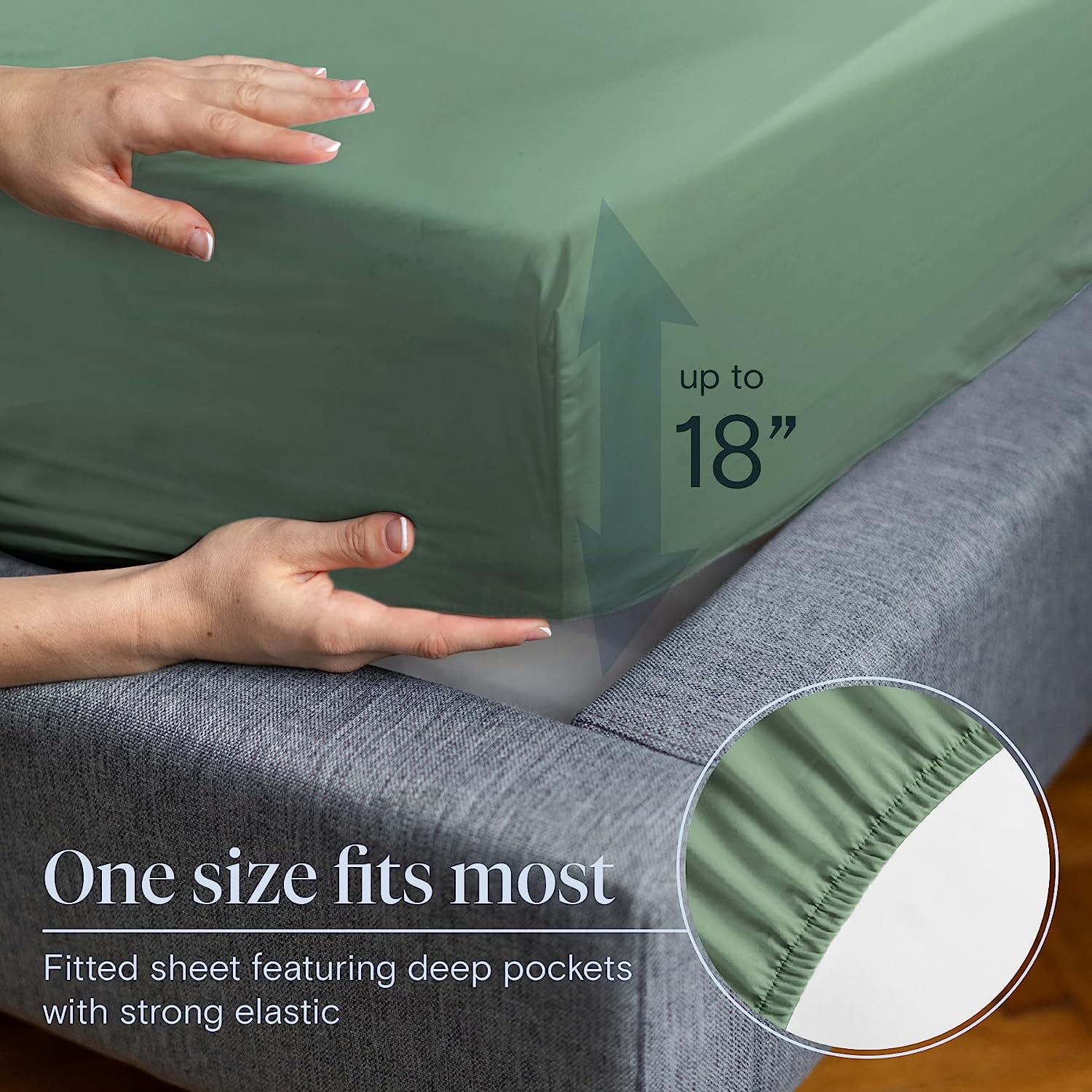LuxClub 6 PC Queen Sheet Set Bamboo Sheets Deep Pockets 18" Eco Friendly Wrinkle Free Cooling Sheets Machine Washable Hotel Bedding Silky Soft - Tree Moss Green Queen