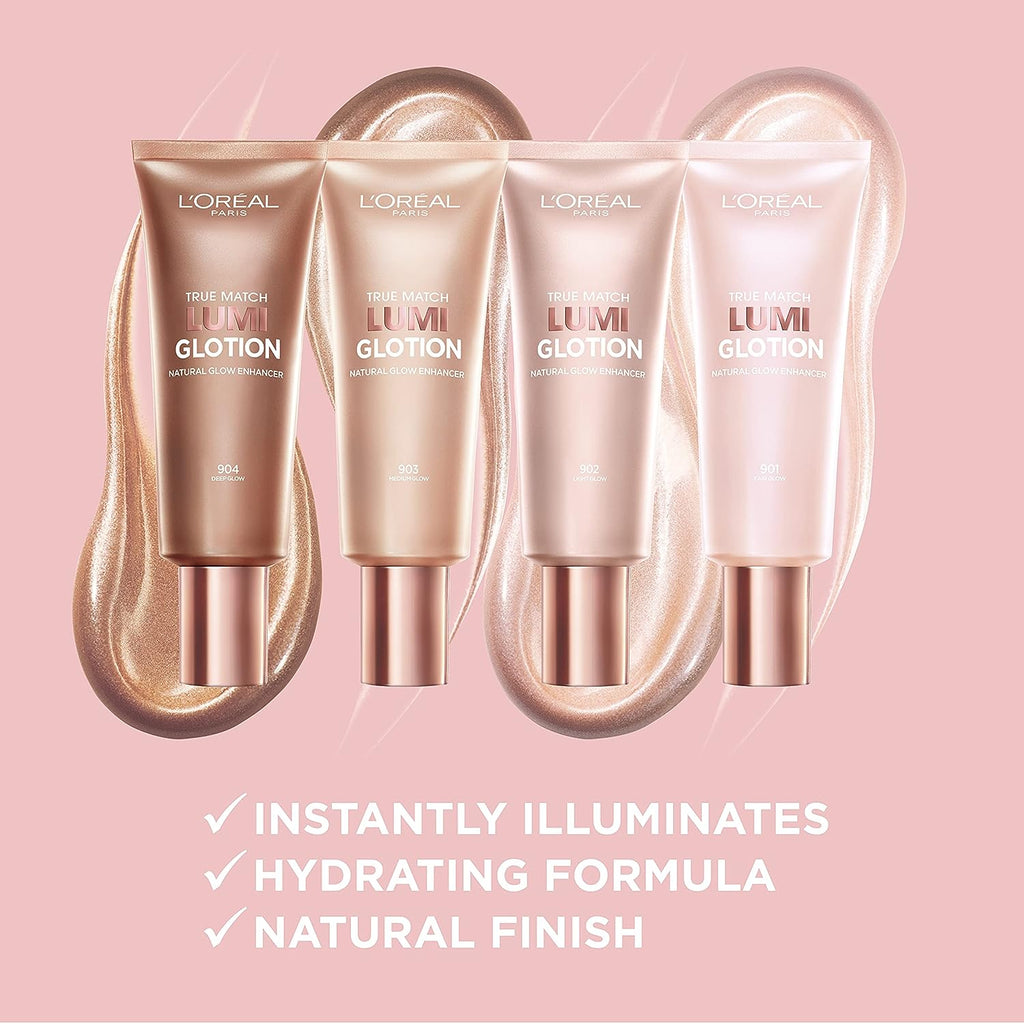 L'Oreal Paris Makeup True Match Lumi Glotion, Natural Glow Enhancer, Illuminator Highlighter Skin Tint,  All Day Radiant Glow Lotion -  Medium, 1.35 Ounces