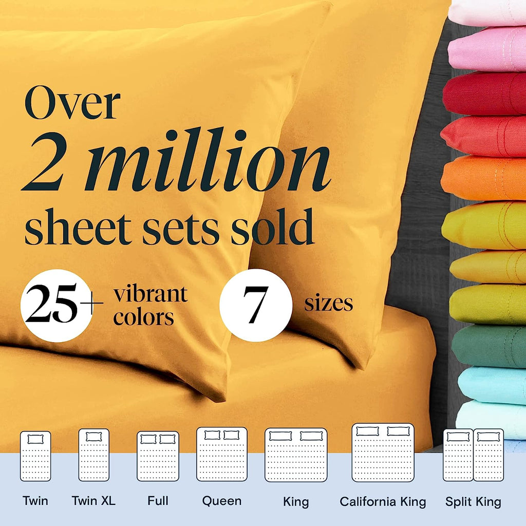 LuxClub 6 PC King Size Sheet Set Bamboo Sheets Deep Pockets 18" Eco Friendly Wrinkle Free Cooling Sheets Machine Washable Hotel Bedding Silky Soft - Medallion Gold King