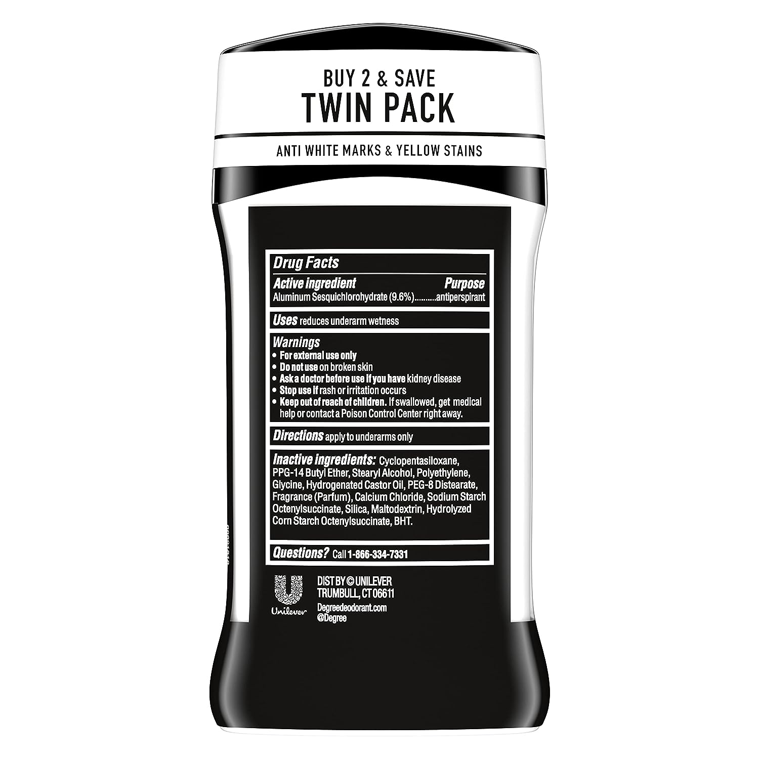 Degree Men UltraClear Antiperspirant Deodorant Black+White 2 Count 72-Hour Sweat &amp; Odor Protection Antiperspirant For Men With MotionSense Technology 2.7 oz