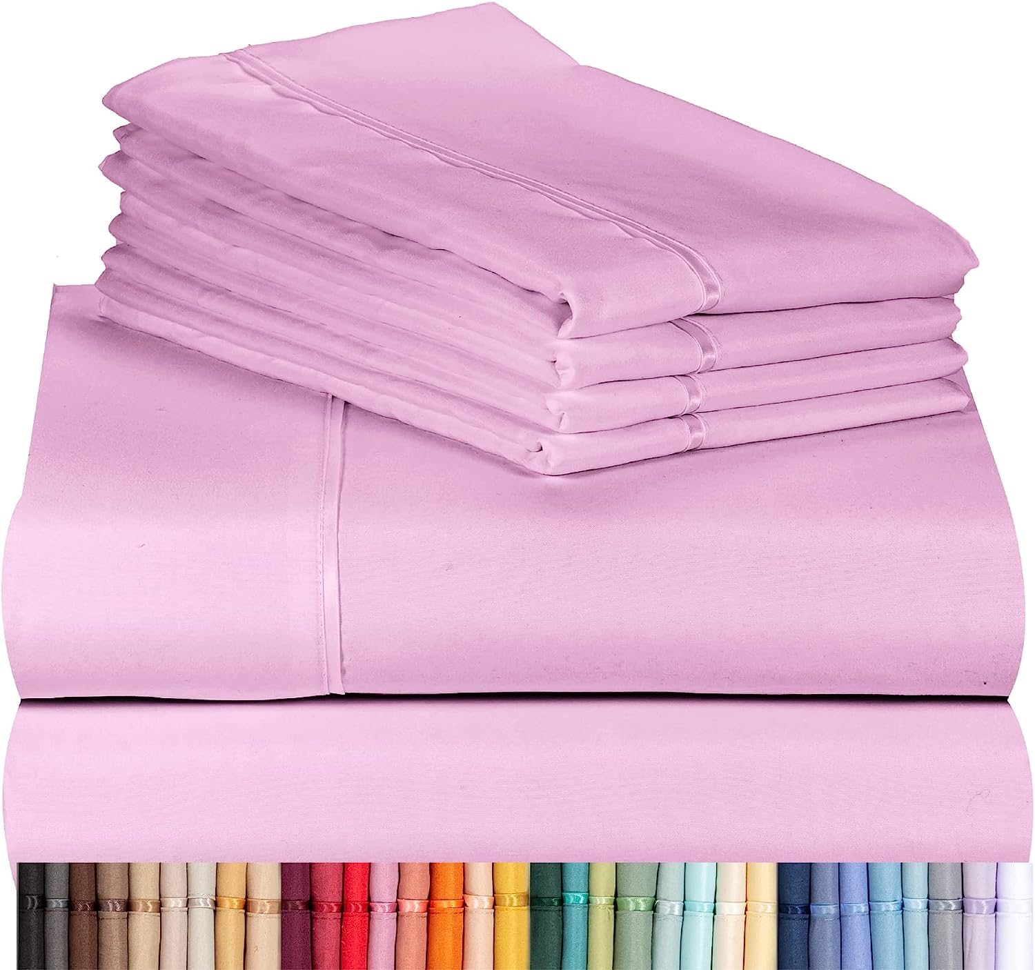 LuxClub 6 PC Queen Sheet Set Bamboo Sheets Deep Pockets 18" Eco Friendly Wrinkle Free Cooling Sheets Machine Washable Hotel Bedding Silky Soft - Light Plum Queen
