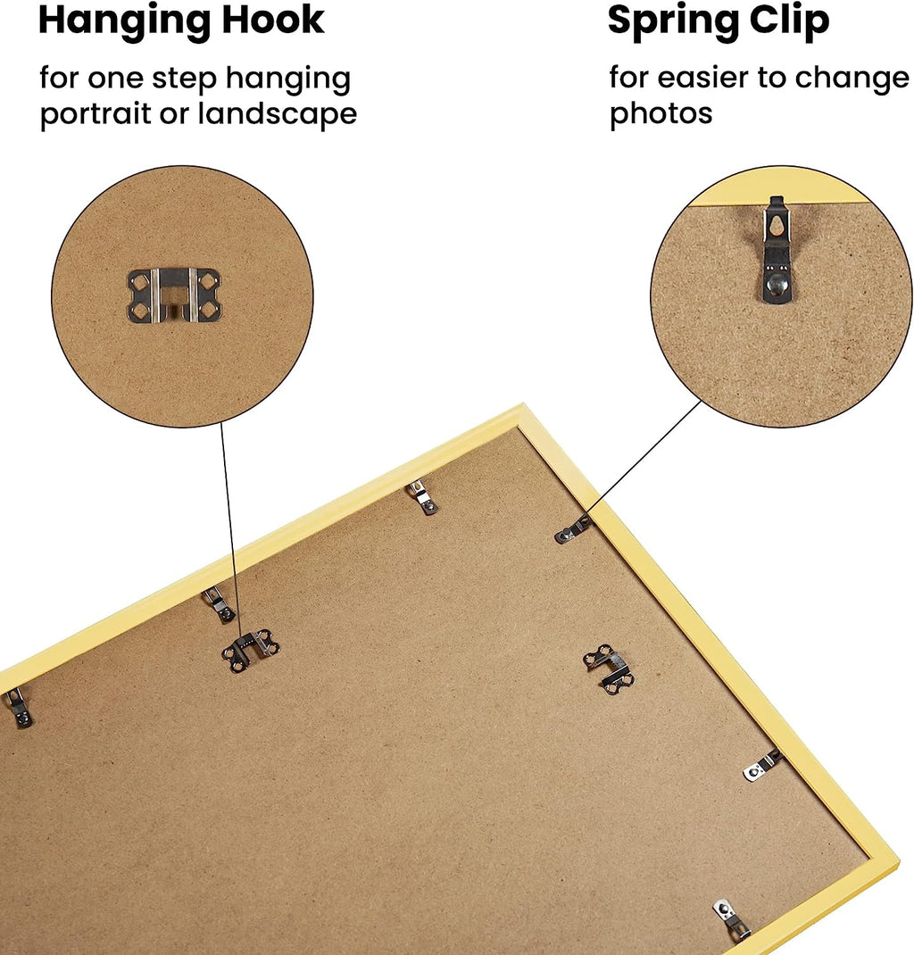 upsimples 11x17 Picture Frame Set of 5, Display Pictures 9x15 with Mat or 11x17 Without Mat, Wall Gallery Photo Frames, Gold