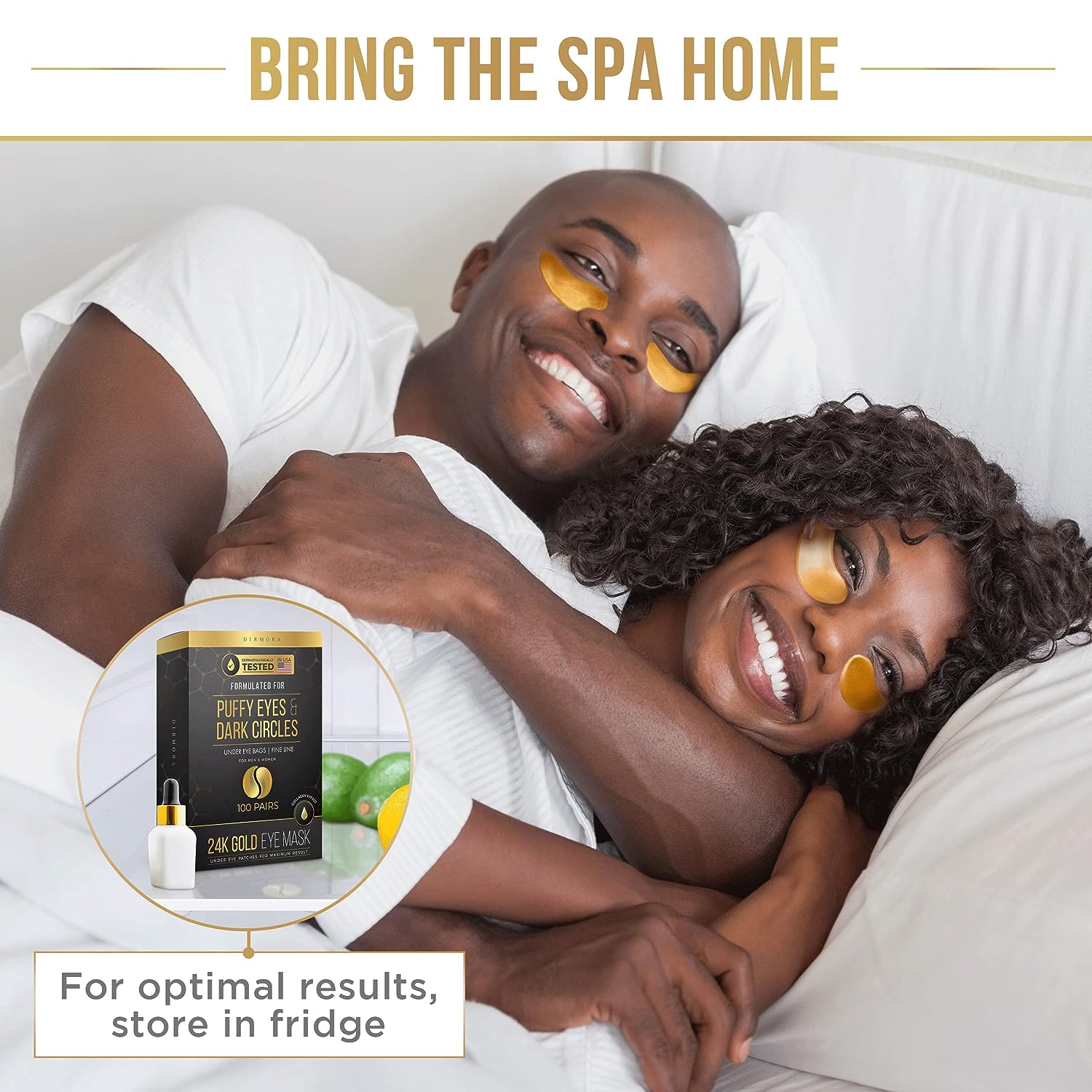 DERMORA Skin Treatment Mask 24K Gold Eye Mask - 100 Pairs Eye Gels - Rejuvenating Treatment for Revitalizing,Dark Cirlce,Puffiness,Refresh,Travel,Wrinkles (100 Pairs)