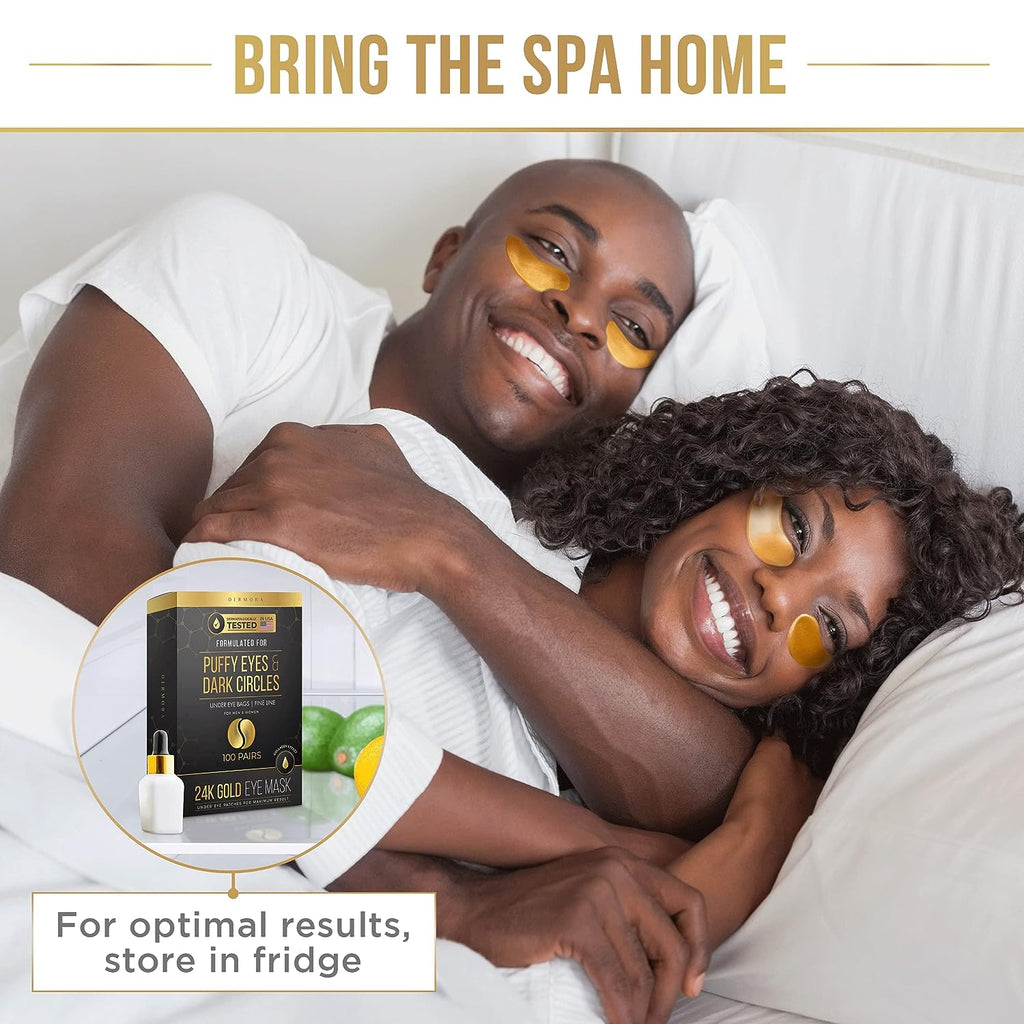 DERMORA Skin Treatment Mask 24K Gold Eye Mask - Rejuvenating Treatment for Dark Cirlce,Puffiness,Refresh,Revitalizing,Wrinkles - 30 Pairs Eye Gels