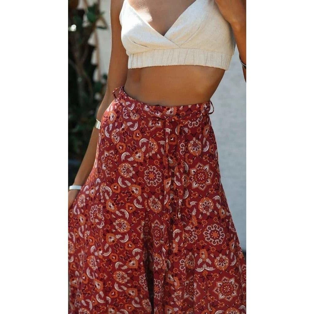 summer belted boho pants