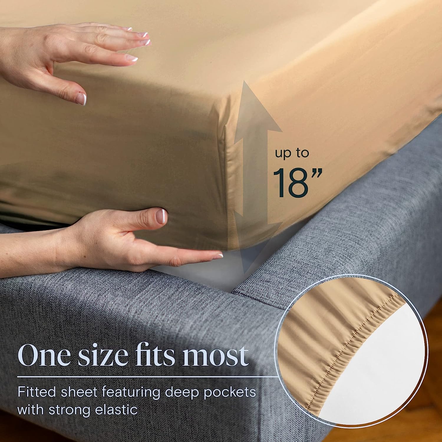 LuxClub 6 PC King Size Sheet Set Bamboo Sheets Deep Pockets 18" Eco Friendly Wrinkle Free Cooling Sheets Machine Washable Hotel Bedding Silky Soft - Mocha King