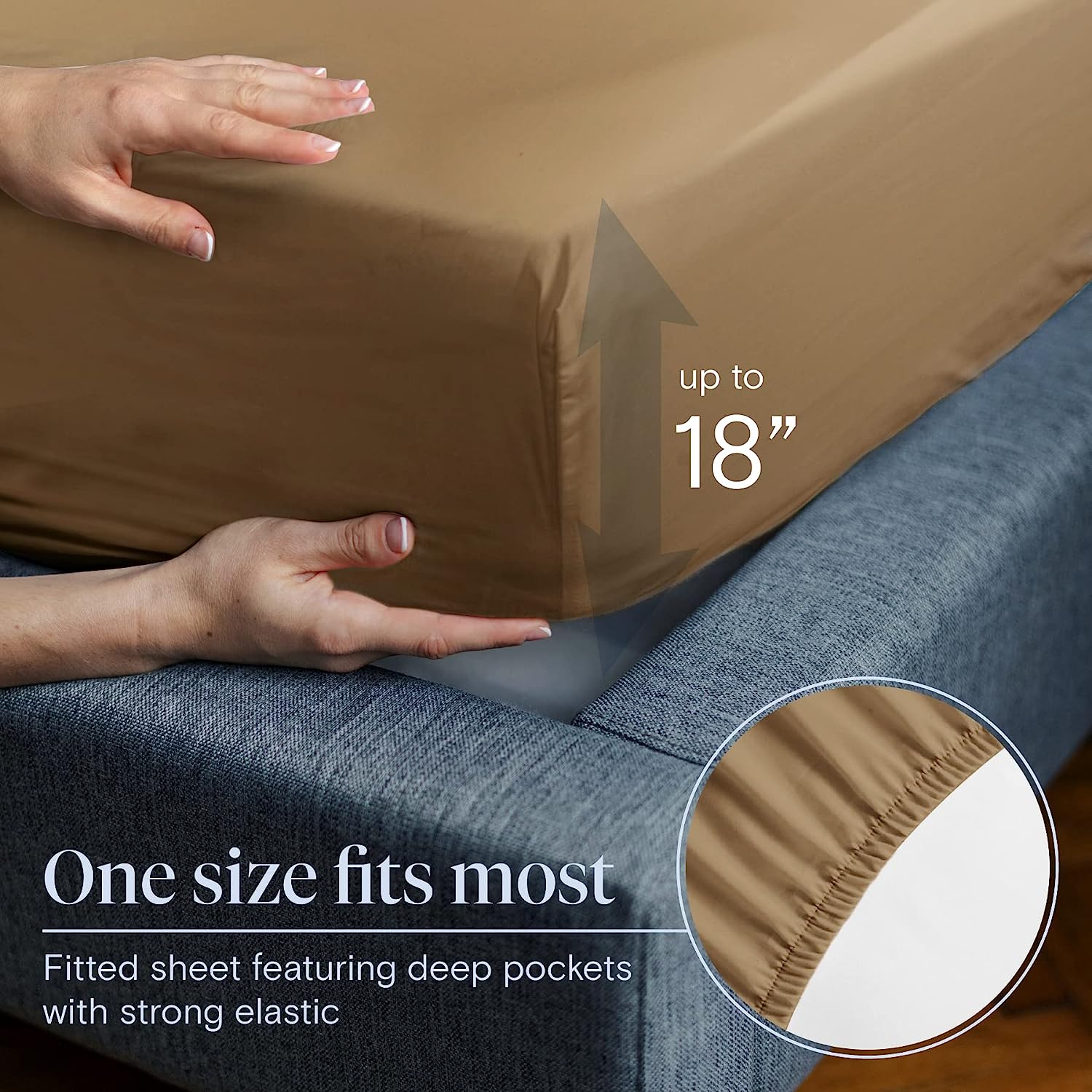 LuxClub 6 PC King Size Sheet Set Bamboo Sheets Deep Pockets 18" Eco Friendly Wrinkle Free Cooling Sheets Machine Washable Hotel Bedding Silky Soft - Dark Khaki King