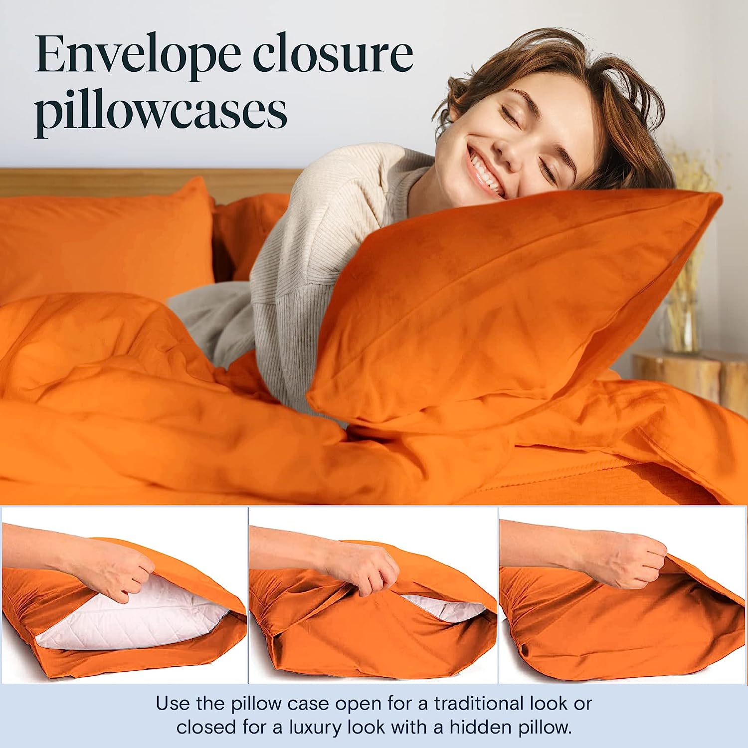 LuxClub Twin XL Sheets Set - Soft Kids Twin Bed Sheets for Boys and Girls, 4 PC Deep Pockets 18" Eco Friendly Wrinkle Free Fitted Sheets Machine Washable Hotel Bedding Silky Soft- Autumn Orange