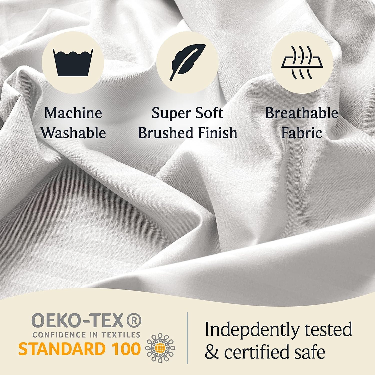 LuxClub King Size Striped Sheets Set, 6 PC Striped Bed Sheets, Deep Pockets 18" Eco Friendly Wrinkle Free Cooling Sheets Machine Washable Hotel Bedding Silky Soft (King, Striped White)