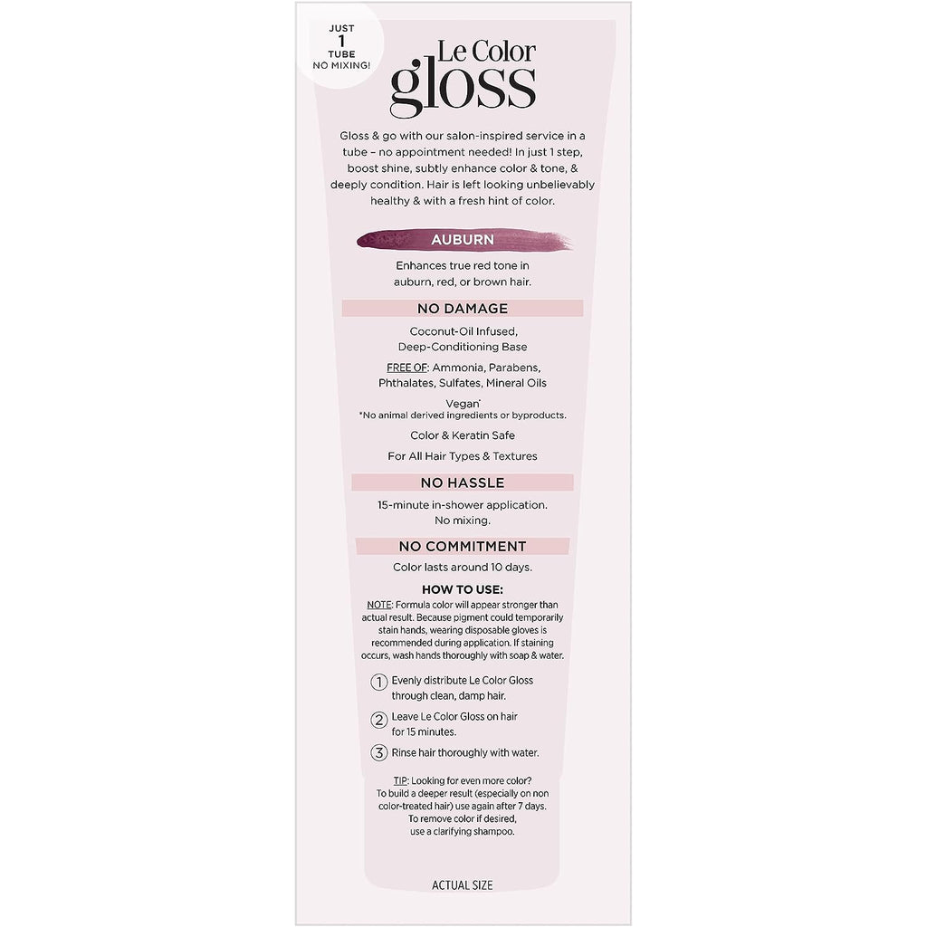 L’Oréal Paris Le Color One Step Toning Hair Gloss, Auburn, 4 Ounce