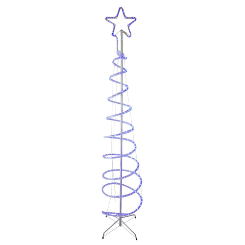 7? Blue Spiral Rope Light Tree with Star Tree Topper Christmas Yard Decor