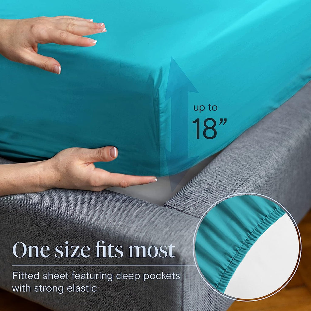 LuxClub 6 PC California King Size Sheet Set Bamboo Sheets Deep Pockets 18" Eco Friendly Wrinkle Free Cooling Sheets Machine Washable Hotel Bedding Silky Soft - Teal California King