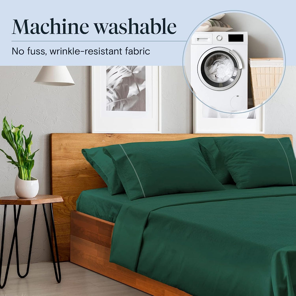 LuxClub 6 PC California King Size Sheet Set Bamboo Sheets Deep Pockets 18" Eco Friendly Wrinkle Free Cooling Sheets Machine Washable Hotel Bedding Silky Soft - Emerald California King