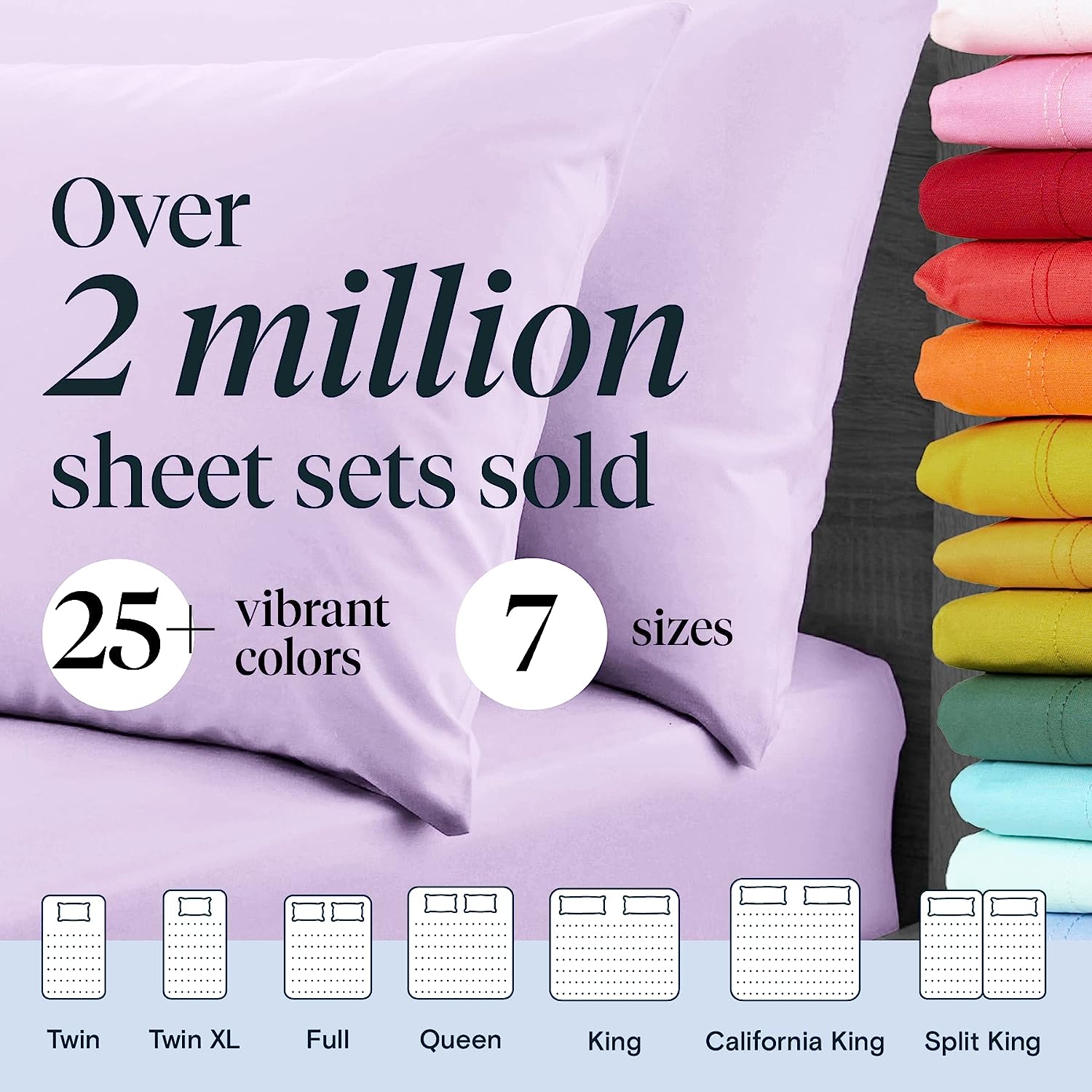LuxClub 6 PC Queen Sheet Set Bamboo Sheets Deep Pockets 18" Eco Friendly Wrinkle Free Cooling Sheets Machine Washable Hotel Bedding Silky Soft - Lavender Queen