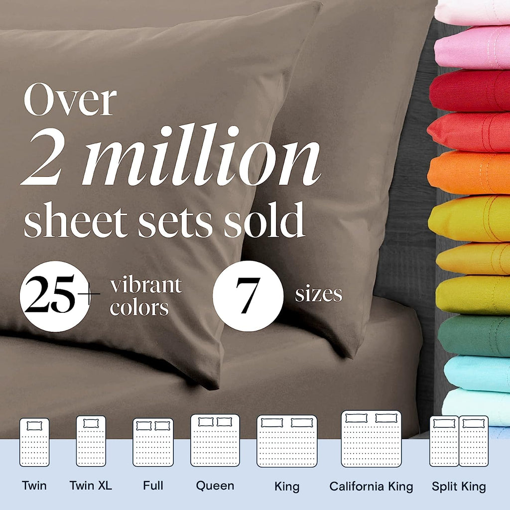 LuxClub 6 PC Queen Sheet Set Bamboo Sheets Deep Pockets 18" Eco Friendly Wrinkle Free Cooling Sheets Machine Washable Hotel Bedding Silky Soft - Tree Bark Queen
