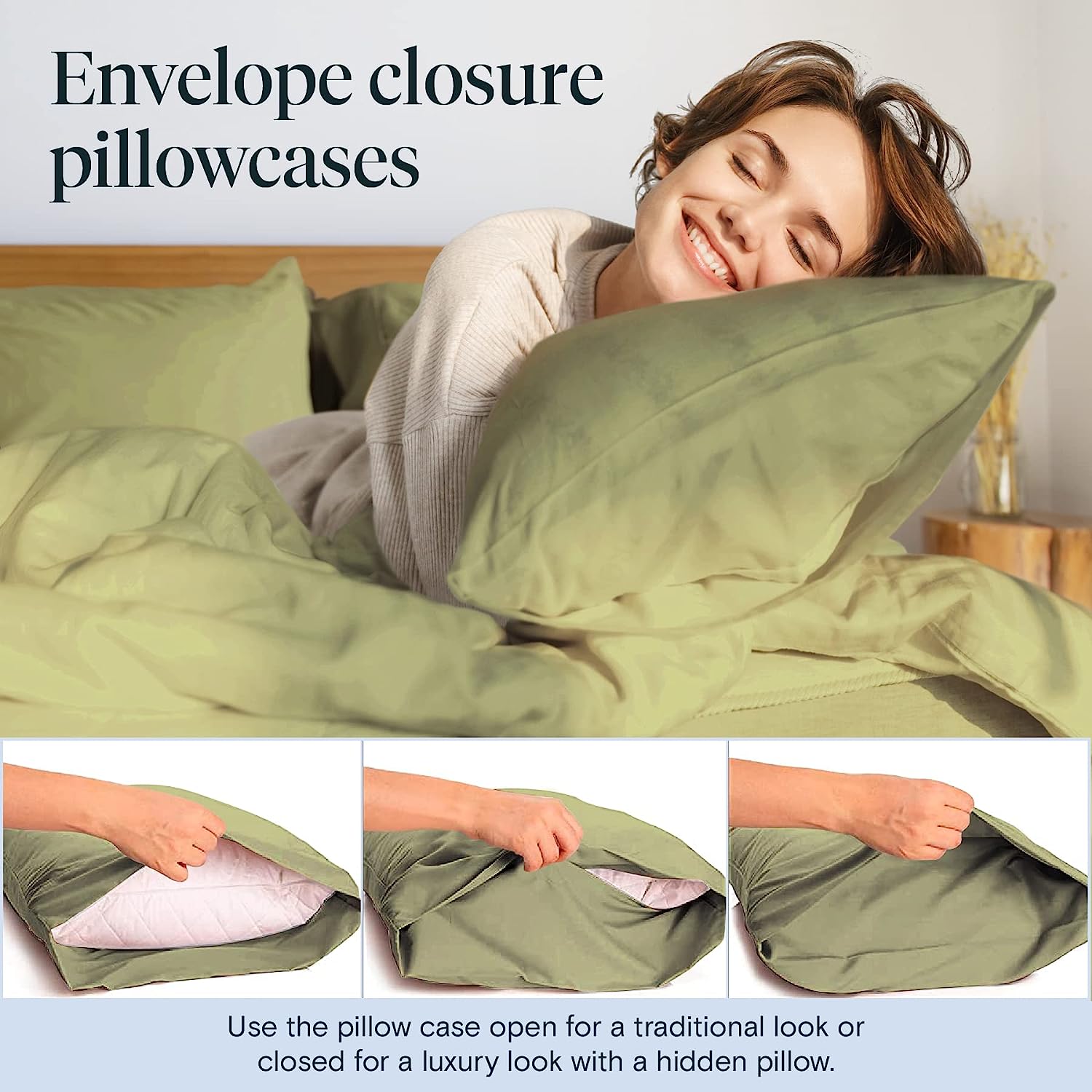 LuxClub 6 PC King Size Sheet Set Bamboo Sheets Deep Pockets 18" Eco Friendly Wrinkle Free Cooling Sheets Machine Washable Hotel Bedding Silky Soft - Olive King