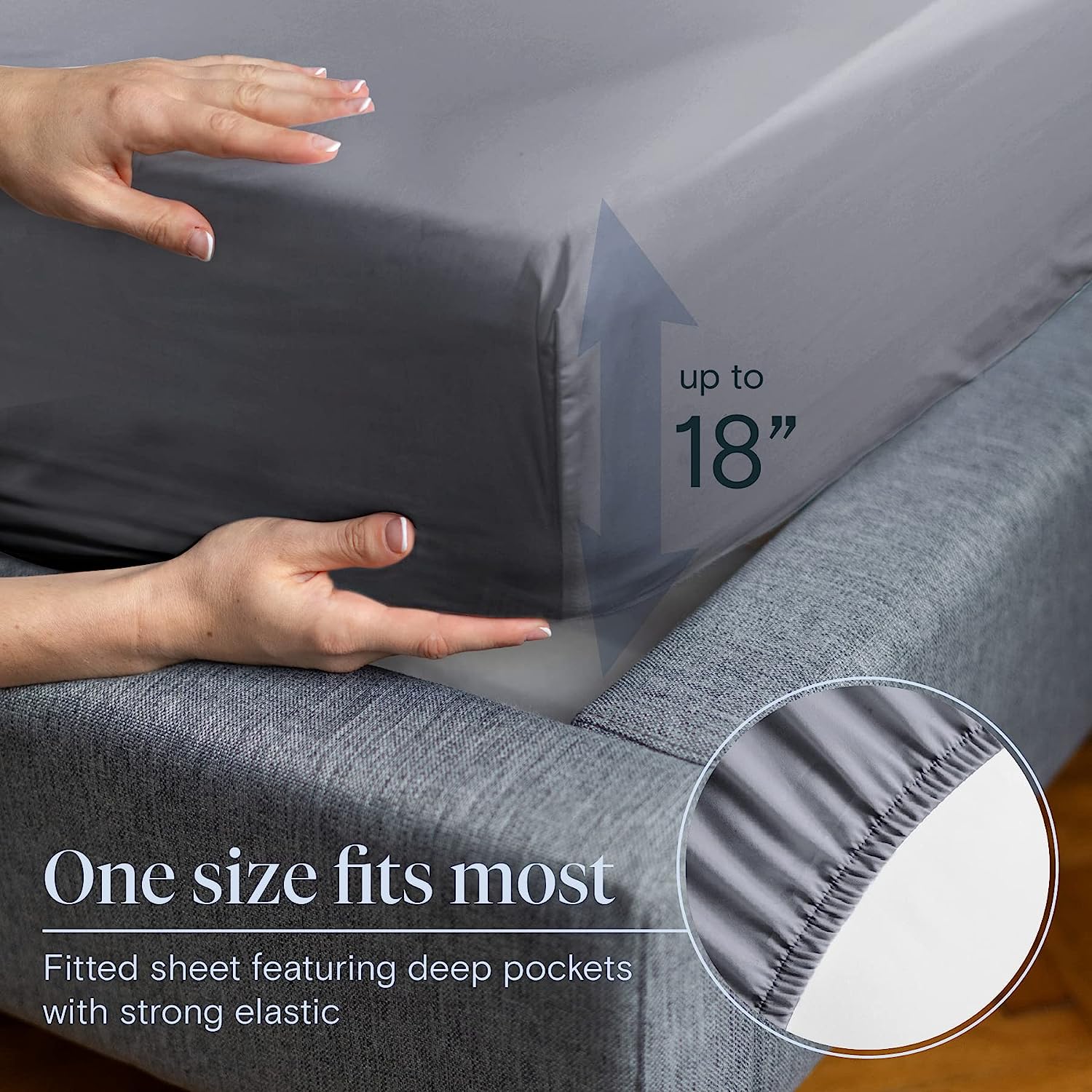 LuxClub 6 PC Full Size Sheet Set Bamboo Sheets Deep Pockets 18" Eco Friendly Wrinkle Free Cooling Sheets Machine Washable Hotel Bedding Silky Soft - Silver Full