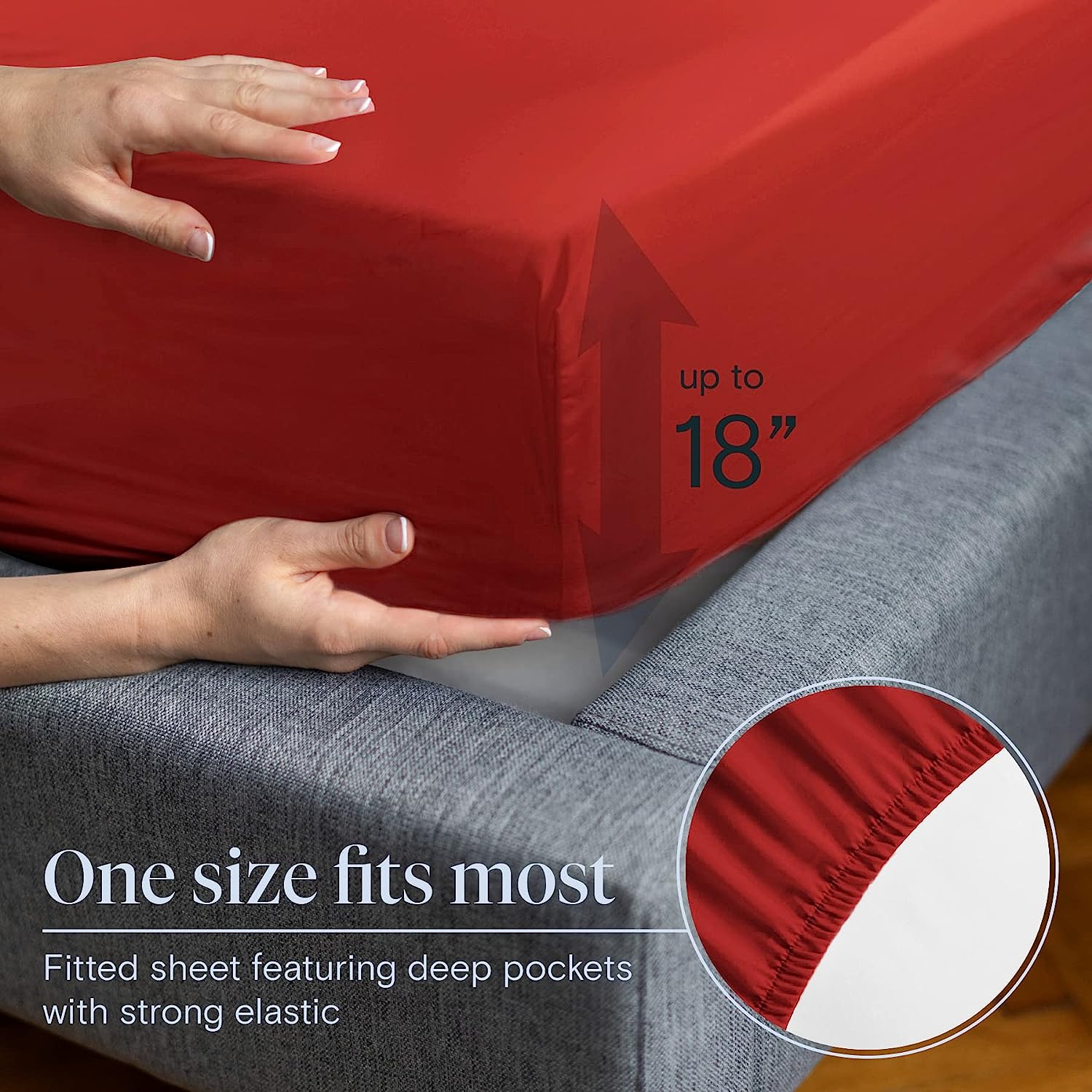 LuxClub 6 PC Queen Sheet Set Bamboo Sheets Deep Pockets 18" Eco Friendly Wrinkle Free Cooling Sheets Machine Washable Hotel Bedding Silky Soft - Red Queen
