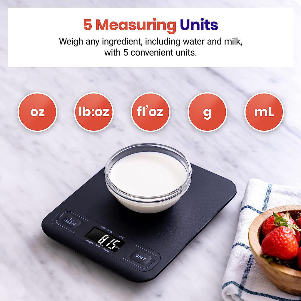 Etekcity Food Kitchen Scale, Digital Grams and Ounces for Weight Loss, Baking, Cooking, Keto and Meal Prep, LCD Display, Medium, Black