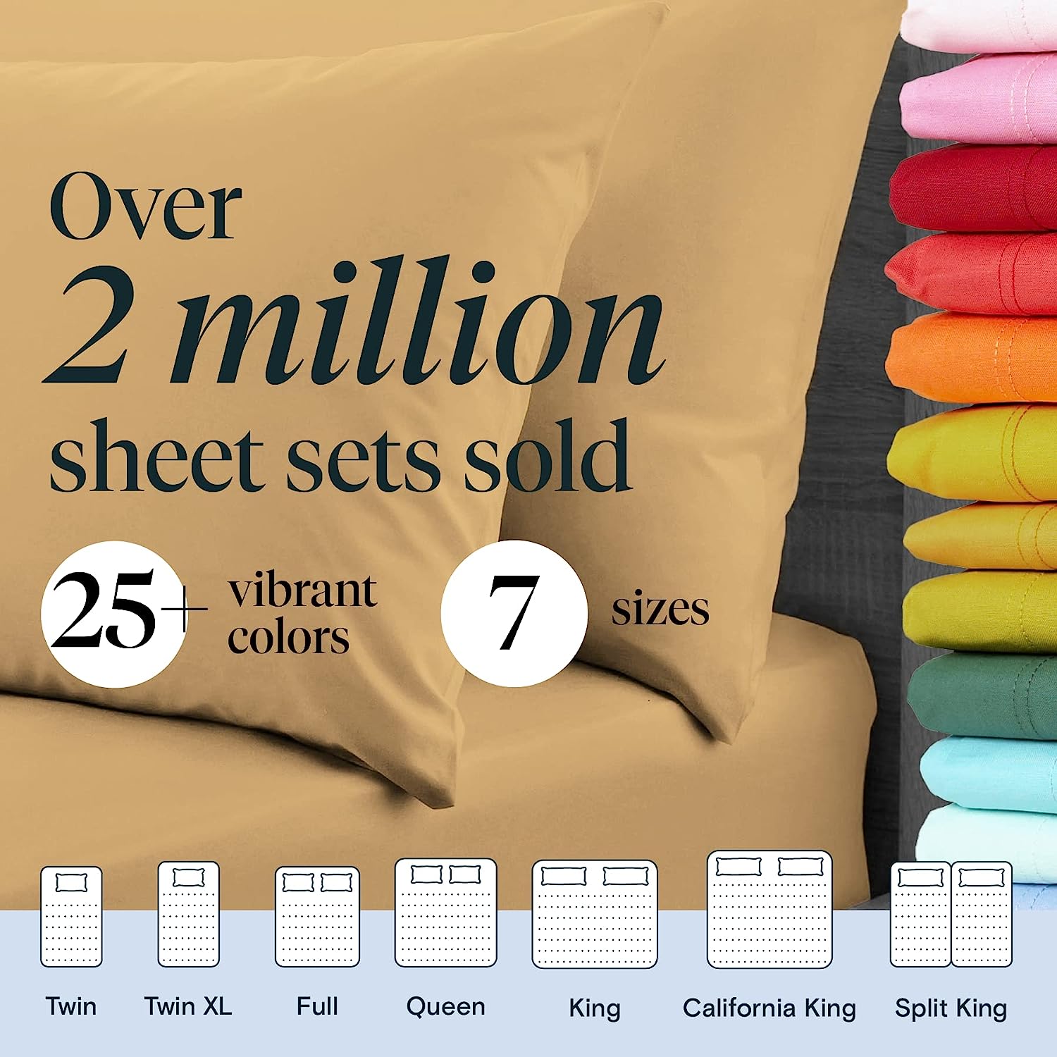 LuxClub 6 PC California King Size Sheet Set Bamboo Sheets Deep Pockets 18" Eco Friendly Wrinkle Free Cooling Sheets Machine Washable Hotel Bedding Silky Soft - Gold California King